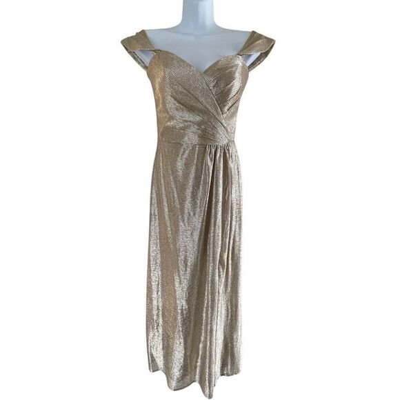 Hayley Paige Occasions Formal Off Shoulder Or Strapless Dress Style 52002 Gold 0 - Picture 2 of 16